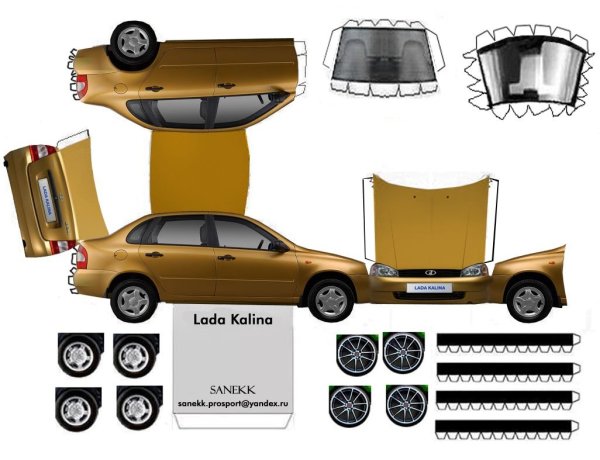 Машины из бумаги УАЗ 39094 развертка