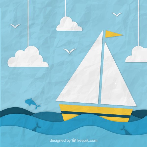 Кораблик на голубом фоне