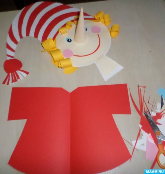 Поделка Буратино из бумаги и картона