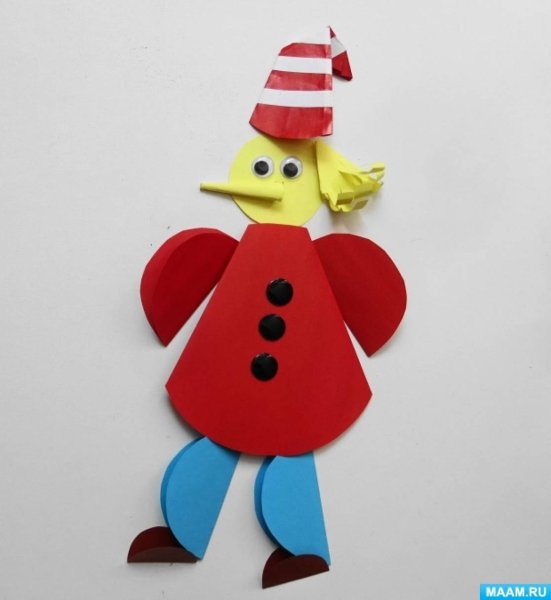 Поделка Буратино из бумаги