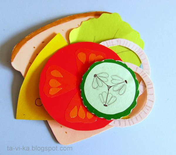 Поделка бутерброд из бумаги