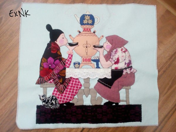 Лоскутное панно чаепитие