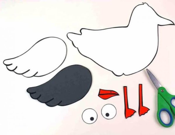 Аппликация Чайки из бумаги