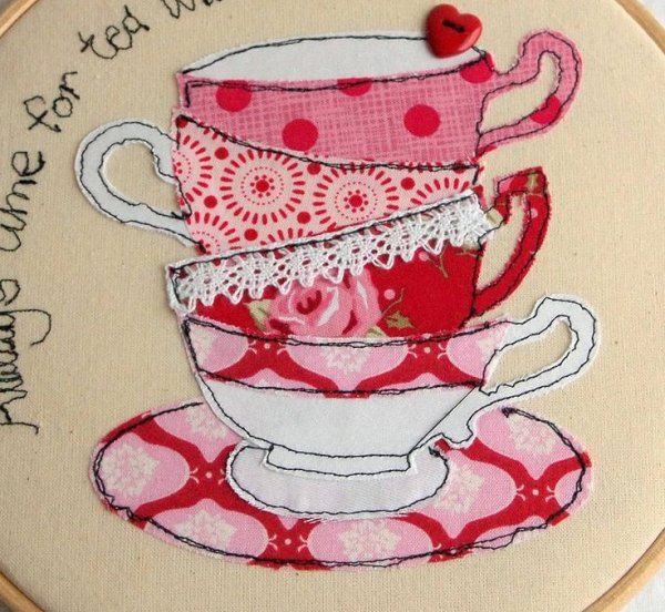 Аппликация из ткани Кружка