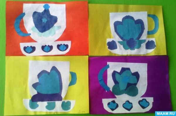 Аппликация чашка с блюдцем