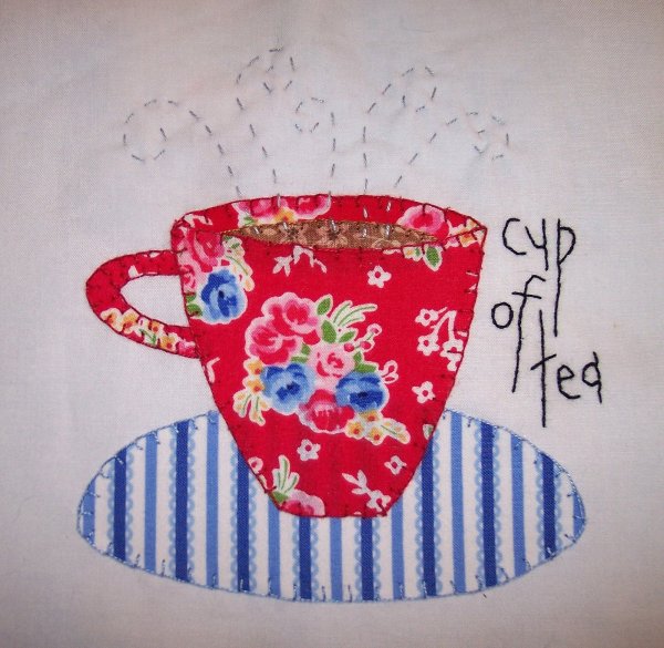 Аппликация из ткани Кружка