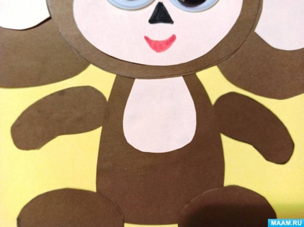 Чебурашка из кругов аппликация