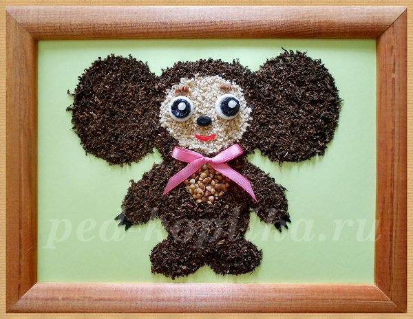 Чебурашка из крупы поделка