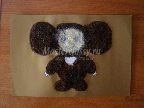 Чебурашка из крупы аппликация