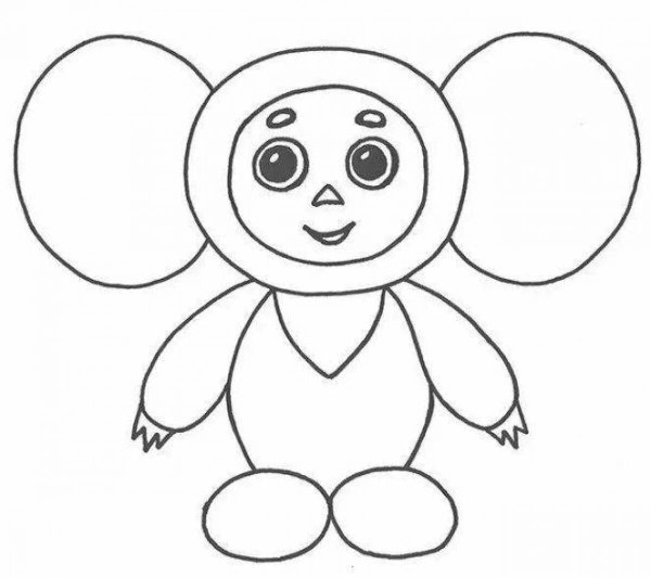 Чебурашка поэтапное рисование