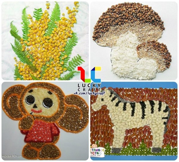 Аппликация из крупы для детей