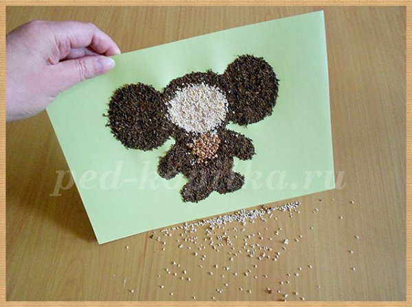 Чебурашка из крупы поделка