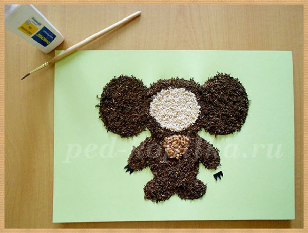 Чебурашка из гречки поделка