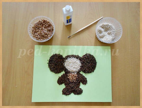 Чебурашка из крупы поделка