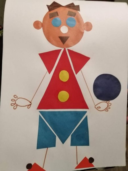 Аппликация из геометрических фигур для детей