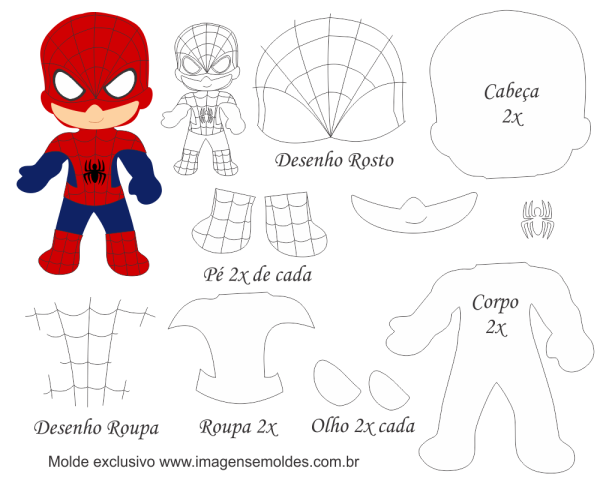 Человек паук из фетра выкройка шаблон