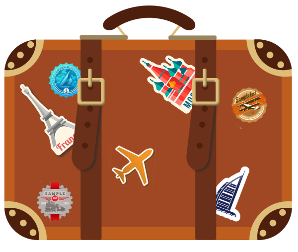 Чемодан сбоку вектор