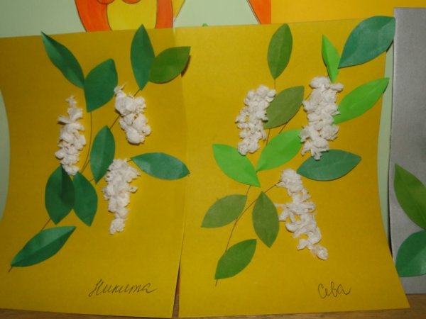 Аппликация ветка черемухи