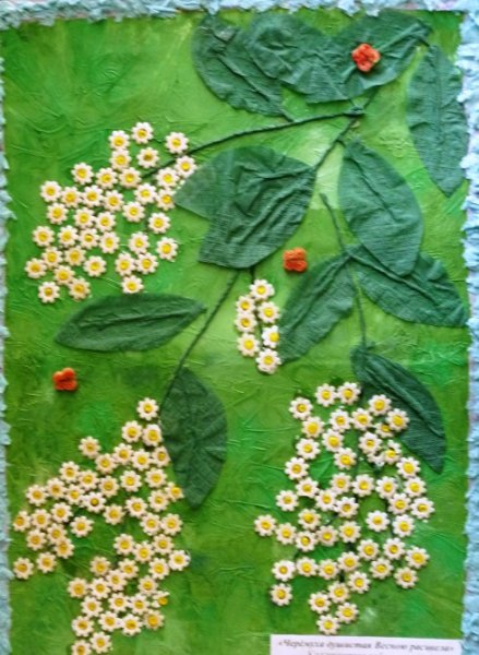 Ветка черемухи из пластилина