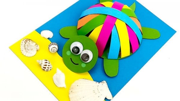 Черепаха из цветной бумаги для детей