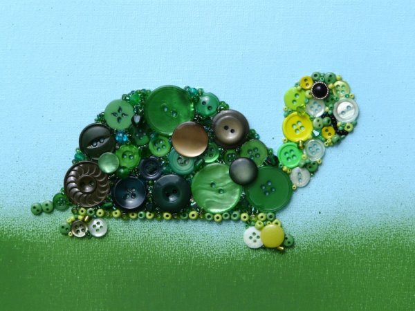 Черепаха поделки из пуговиц