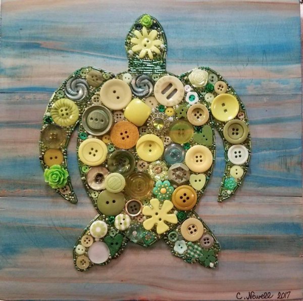 Поделка черепашка из пуговиц