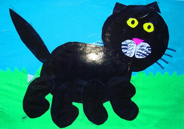 Аппликация черная кошка