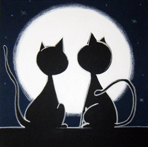 Силуэт кошек влюбленных