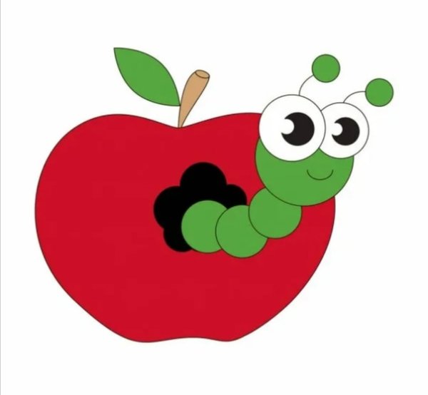 Аппликация яблоко с гусеницей