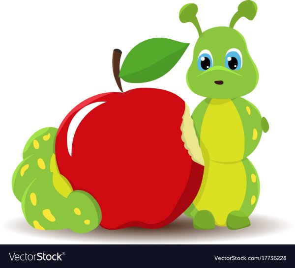 Яблочко с червячком рисование