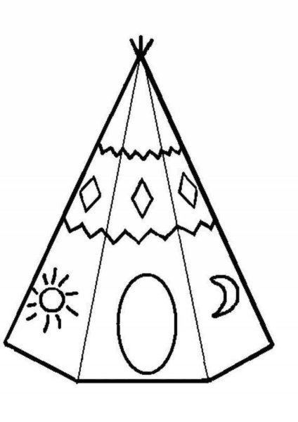 Вигвам раскраска для детей