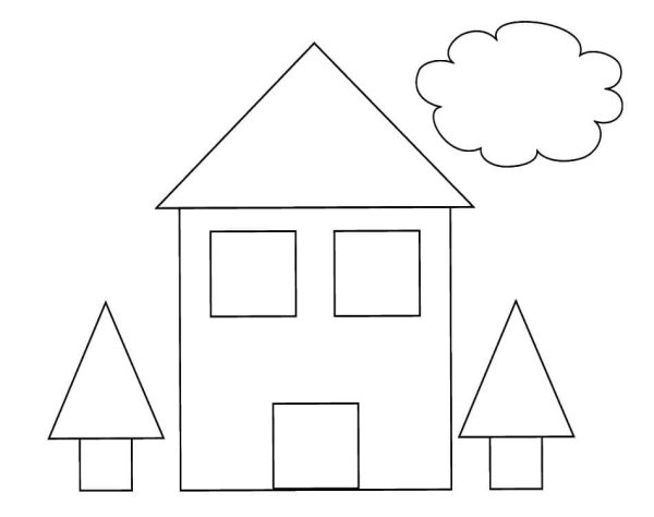 Домик раскраска для малышей