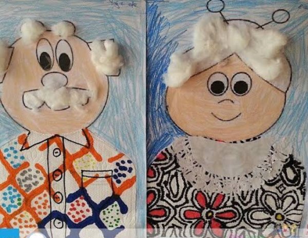 Детская поделка бабушка с дедушкой