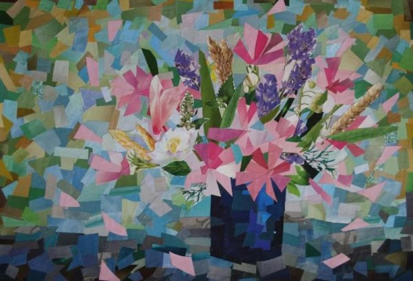 Композиция из рваной бумаги