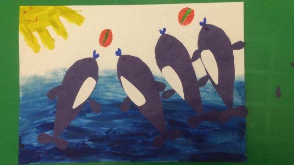 Аппликация стайка дельфинов в старшей группе