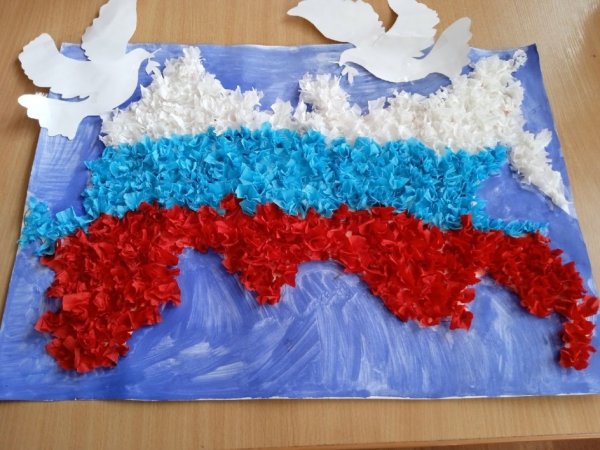 Аппликация флаг России в подготовительной группе