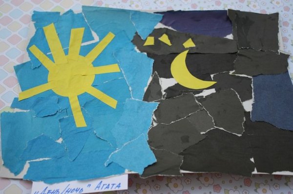 Аппликация день и ночь в подготовительной группе