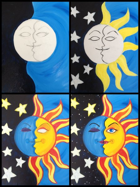 Рисование декоративное день и ночь