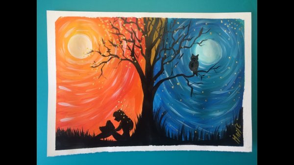 Рисование день и ночь в подготовительной группе