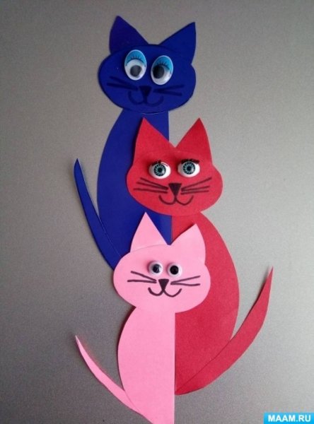 Аппликация котенок из цветной бумаги