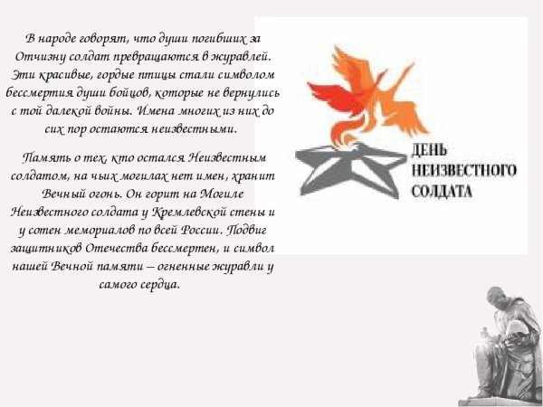 День памяти неизвестного солдата 3 декабря