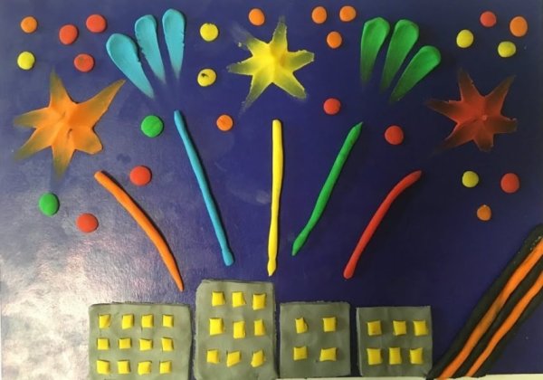 Пластилинография салют Победы старшая группа