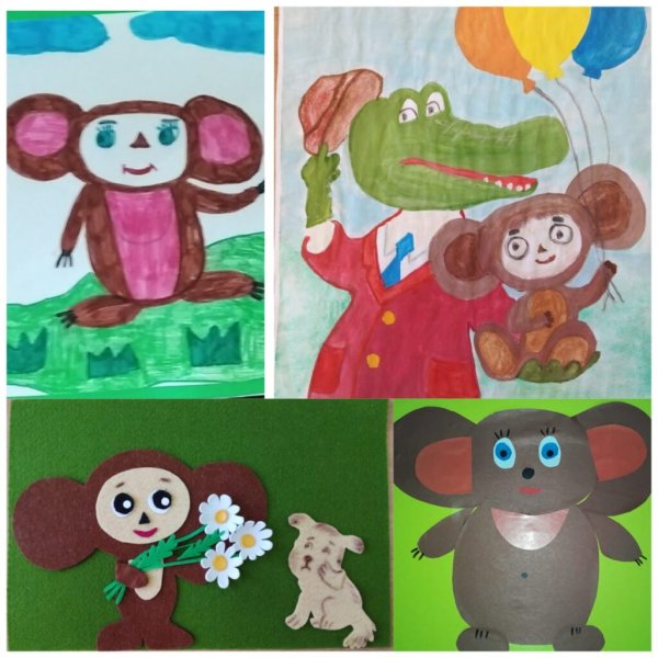 Чебурашка рисунок и аппликация