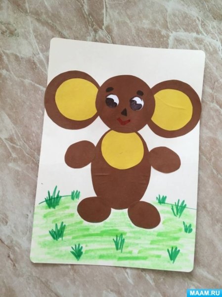 Чебурашка из цветной бумаги