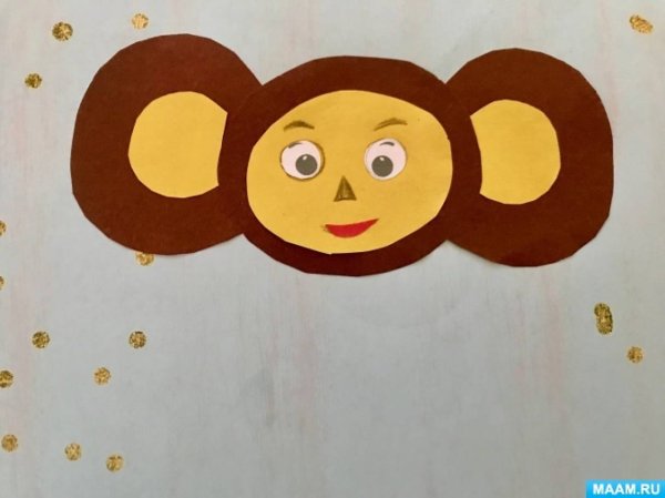 Чебурашка из кругов аппликация