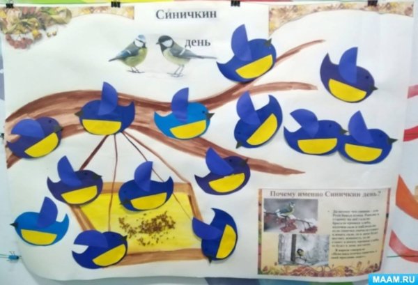 Синичка аппликация в детском саду в старшей группе