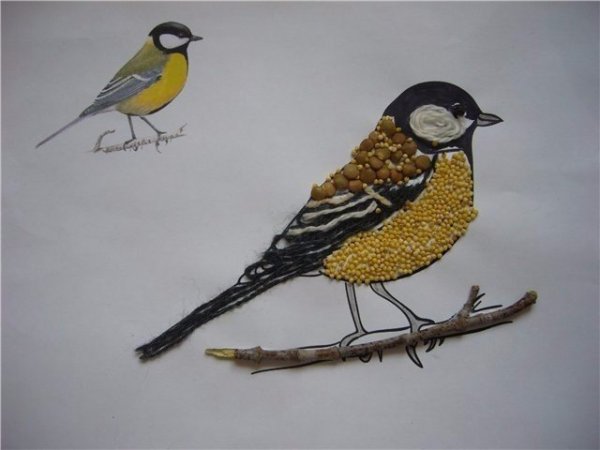 Аппликация синичка