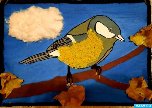 Объемная аппликация синичка