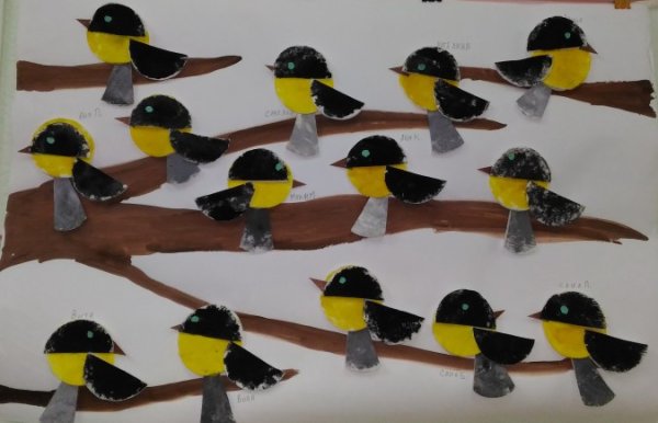 Аппликация синичка в подготовительной группе