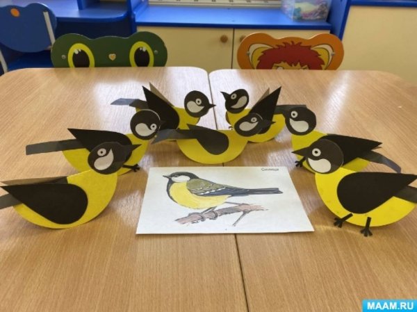 Аппликация птичка синичка в средней группе